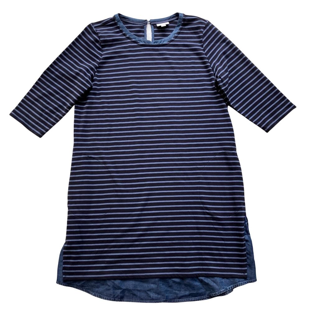 J.Jill Cotton Sweatshirt Dress Size L Blue Stripe Comfort Lounge